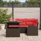 Gartensofa-set mit Kissen mit Speicher 5 pcs Braun Poly Rattan