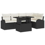 Gartensofa-set mit Kissen mit Kissen 6 pcs Schwarz Poly Rattan