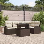 Gartensofa-set mit Kissen mit Speicher 6 pcs Braun Poly Rattan