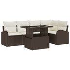 Gartensofa-set mit Kissen mit Speicher 6 pcs Braun Poly Rattan