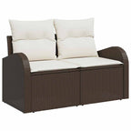 Gartensofa-set mit Kissen mit Speicher 6 pcs Braun Poly Rattan