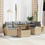 Gartensofa-set mit Kissen mit Speicher 6 pcs Beige Poly Rattan