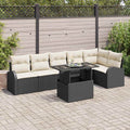 Gartensofa-set mit Kissen mit Kissen 7 pcs Schwarz Poly Rattan