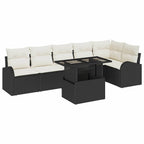 Gartensofa-set mit Kissen mit Kissen 7 pcs Schwarz Poly Rattan