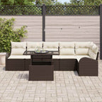 Gartensofa-set mit Kissen mit Speicher 7 pcs Braun Poly Rattan