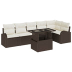 Gartensofa-set mit Kissen mit Speicher 7 pcs Braun Poly Rattan