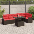 Gartensofa-set mit Kissen mit Speicher 7 pcs Braun Poly Rattan