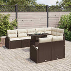 Garten-Sofa-Set mit Speicher 9 pcs Braun Poly Rattan