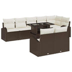 Garten-Sofa-Set mit Speicher 9 pcs Braun Poly Rattan