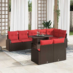 Garten-Sofa-Set mit Speicher 9 pcs Braun Poly Rattan