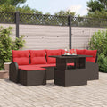 Garten-Sofa-Set mit Speicher 7 pcs Braun Poly Rattan