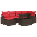 Garten-Sofa-Set mit Speicher 7 pcs Braun Poly Rattan