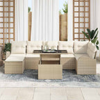 Gartensofa-set mit Kissen mit Speicher 8 pcs Beige Poly Rattan