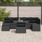 Gartensofa-set mit Kissen 8 pcs Schwarz Poly Rattan