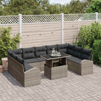 Gartensofa-set mit Kissen mit Speicher 10 pcs Grau Poly Rattan