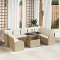 Gartensofa-set mit Kissen mit Speicher 10 pcs Beige Poly Rattan