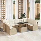 Gartensofa-set mit Kissen mit Speicher 10 pcs Beige Poly Rattan