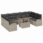 Gartensofa-set mit Kissen 10 pcs Hellgrau Poly Rattan
