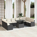 Gartensofa-set mit Kissen 11 pcs Schwarz Poly Rattan