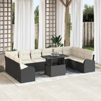 Gartensofa-set mit Kissen 11 pcs Schwarz Poly Rattan