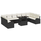 Gartensofa-set mit Kissen 11 pcs Schwarz Poly Rattan