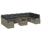 Gartensofa-set mit Kissen mit Speicher 11 pcs Grau Poly Rattan