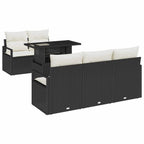 Gartensofa-set mit Kissen 6 pcs Schwarz Poly Rattan