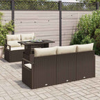 Gartensofa-set mit Kissen mit Speicher 6 pcs Braun Poly Rattan