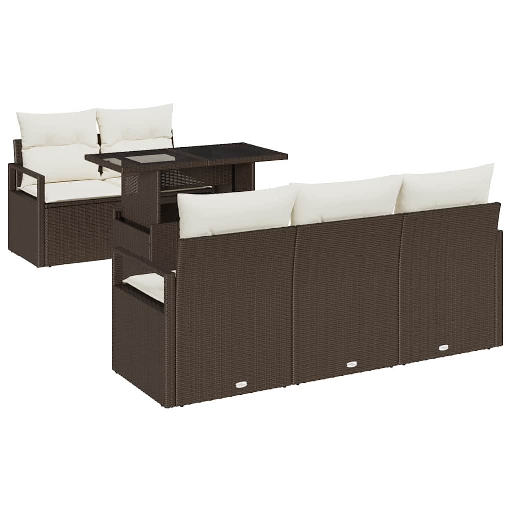 Gartensofa-set mit Kissen mit Speicher 6 pcs Braun Poly Rattan