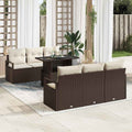 Gartensofa-set mit Kissen mit Speicher 7 pcs Braun Poly Rattan