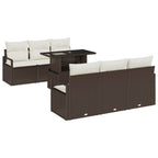 Gartensofa-set mit Kissen mit Speicher 7 pcs Braun Poly Rattan