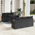Gartensofa-set mit Kissen 7 pcs Schwarz Poly Rattan