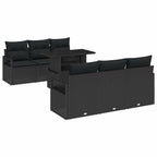 Gartensofa-set mit Kissen 7 pcs Schwarz Poly Rattan