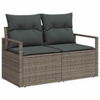 Gartensofa-set mit Kissen mit Speicher 8 pcs Grau Poly Rattan