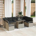 Garten-Sofa-Set mit Speicher 10 pcs Hellgrau Poly Rattan