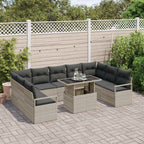 Garten-Sofa-Set mit Speicher 10 pcs Hellgrau Poly Rattan