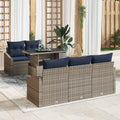Garten-Sofa-Set mit Kissen mit Speicher 6 pcs Grau Poly-Rattan