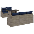 Garten-Sofa-Set mit Kissen mit Speicher 6 pcs Grau Poly-Rattan