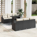 Garten-Sofa-Set mit Kissen 7 pcs Schwarz Poly-Rattan