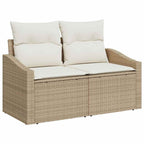 Garten-Sofa-Set mit Speicher 7 pcs Beige Poly Rattan