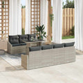 Garten-Sofa-Set mit Kissen 8 pcs Hellgrau Poly-Rattan