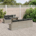 Garten-Sofa-Set mit Kissen 8 pcs Hellgrau Poly-Rattan