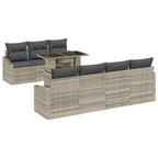 Garten-Sofa-Set mit Kissen 8 pcs Hellgrau Poly-Rattan
