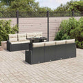 Garten-Sofa-Set mit Kissen 9 pcs Schwarz Poly-Rattan