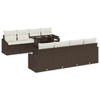 Garten-Sofa-Set mit Kissen mit Speicher 9 pcs Braun Poly-Rattan