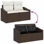 Garten-Sofa-Set mit Kissen mit Speicher 9 pcs Braun Poly-Rattan