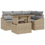 Garten-Sofa-Set mit Kissen mit Kissen 5 pcs Beige und Hellgrau