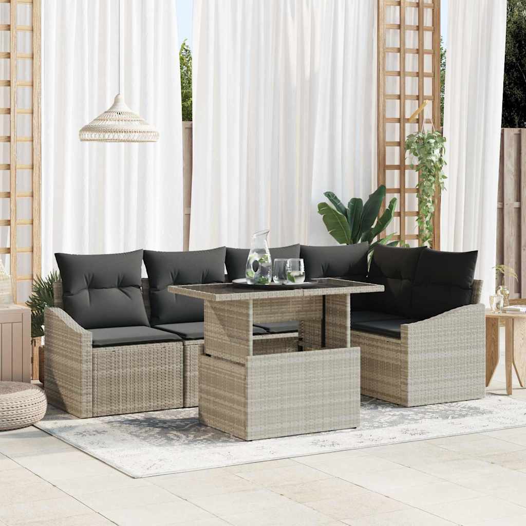 Garten-Sofa-Set mit Kissen 6 pcs Hellgrau und Dunkelgrau