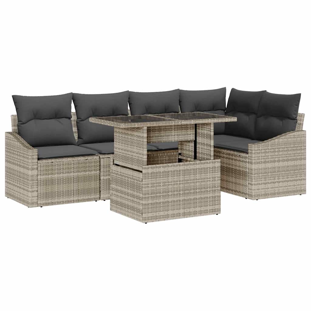 Garten-Sofa-Set mit Kissen 6 pcs Hellgrau und Dunkelgrau