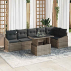 Garten-Sofa-Set mit Kissen mit Speicher mit Kissen 7 pcs Grau